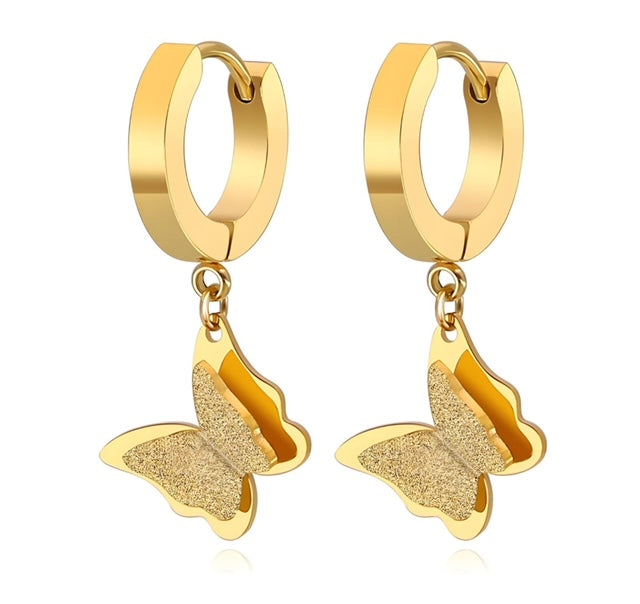 Butterfly hoop earrings