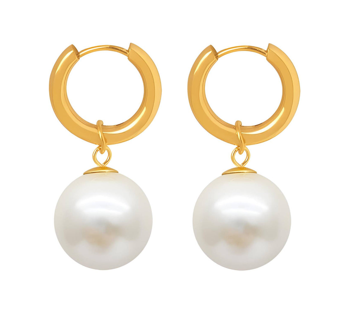 Hoops with hanging pearl