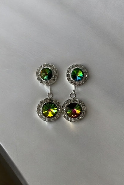Elegant Green 2 Linear Stone Earrings